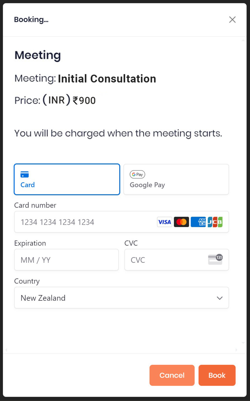 Client pre-authorising payment